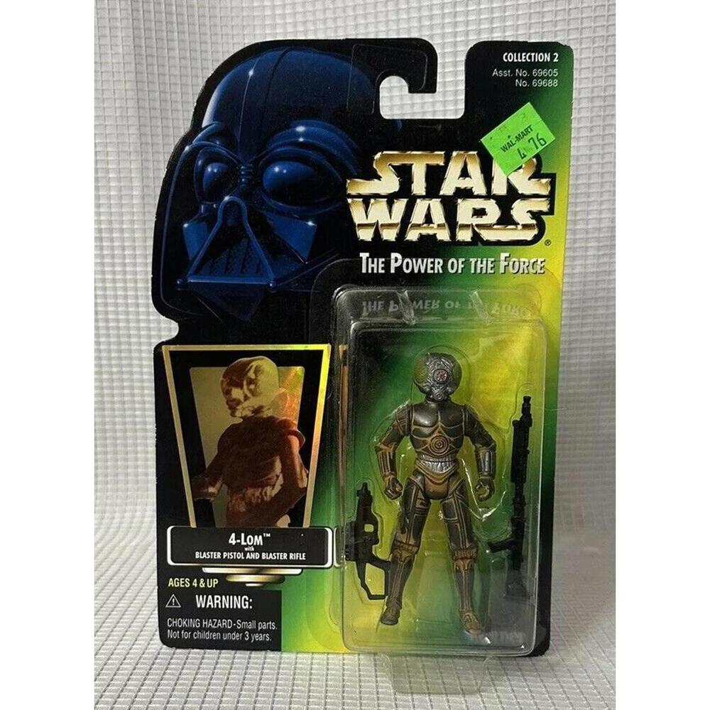 Hasbro Star Wars 1997 Power Of The Force Green Card Action Figure 4-Lom Blaster
